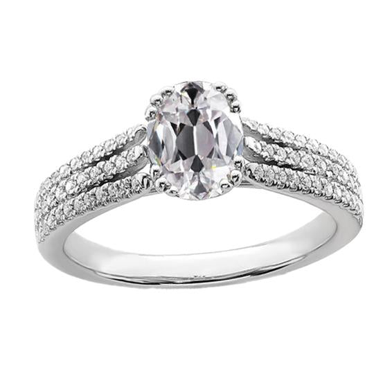 Fede Nuziale Da Donna, Tonda E Ovale, Naturale Diamante Taglio Antico 5.50 Carati