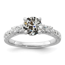 Fede Nuziale Da Donna, Tondo, Naturale Diamante Taglio Antico, 4 Griffe, 5 Carati