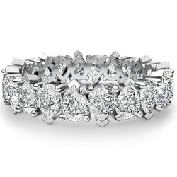 Fede Nuziale Eterna Con Genuino Diamante Taglio A Pera 11 Carati Oro Bianco 14K