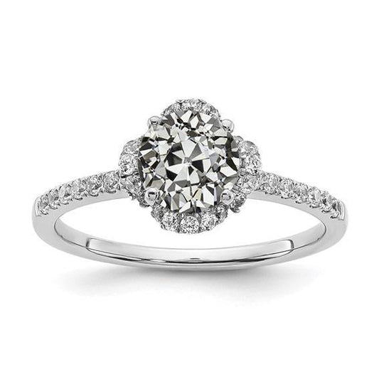 Fede Nuziale Halo Con Accenti Rotondi Vecchio Minatore Naturale Diamante 3 Carati