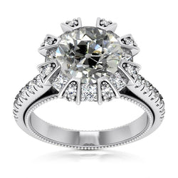 Fede Nuziale Halo Princess & Il Giro Vecchio Taglio Naturale Diamantes 7,50 Carati