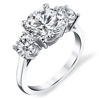 Fede Nuziale In Oro Bianco 14K Con Tre Pietre Di Naturale Diamante Da 1,60 Ct