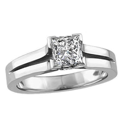 Fede Nuziale In Oro Bianco 14K Con Vero Diamante Taglio Rotondo E Principessa Da 2.20 Ct