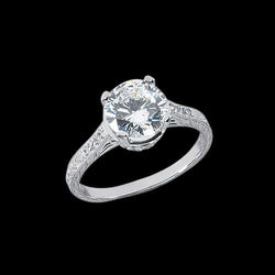 Fede Nuziale In Stile Vintage Con Naturale Diamante Da 2.26 Carati. Oro Bianco