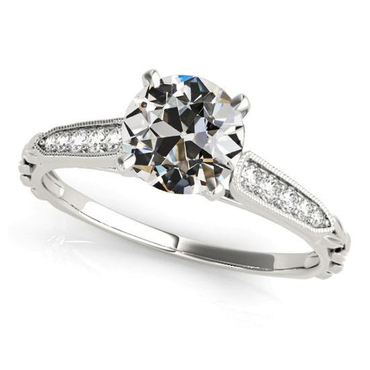 Fede Nuziale In Stile Vintage Con Naturale Diamante Taglio Antico Rotondo 3,25 Carati