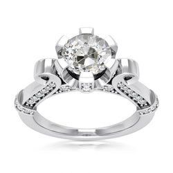Fede Nuziale In Stile Vintage Con Naturale Diamanti A Taglio Antico Rotondo Con Accenti 5 Carati