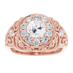 Fede Nuziale In Stile Vintage, Tonda, Con Vero Diamante A Taglio Vecchio Miniera, 5,25 Carati