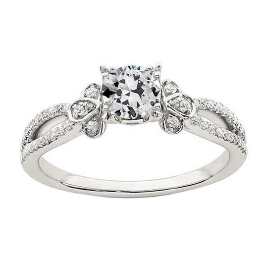 Fede Nuziale Oro Antico Con Genuino Diamante Taglio Miniera Gambo Diviso 3,50 Carati