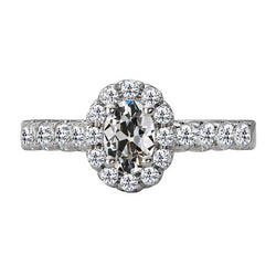 Fede Nuziale Ovale Con Genuino Diamante Taglio Antico, 7 Carati, Oro 14K