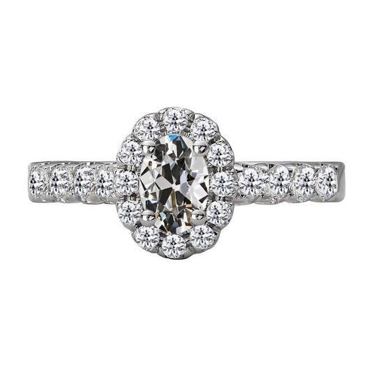 Fede Nuziale Ovale Con Genuino Diamante Taglio Antico, 7 Carati, Oro 14K