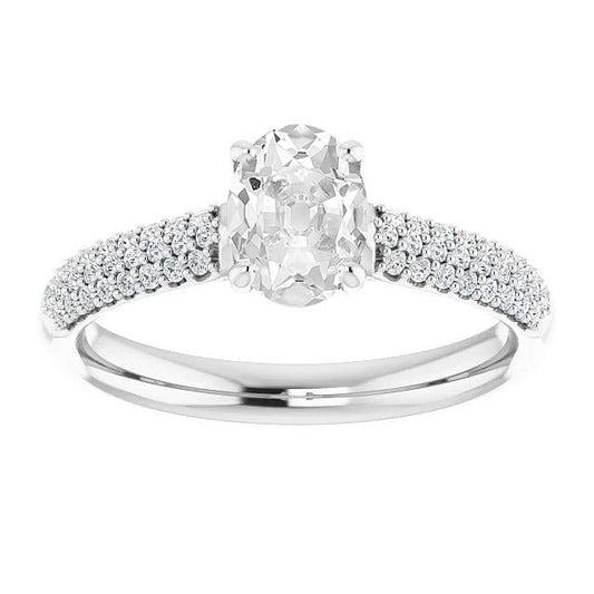 Fede Nuziale Ovale Con Naturale Diamanti A Taglio Antico, 6 Carati, Con Polo, Gioielli In Oro Da Donna