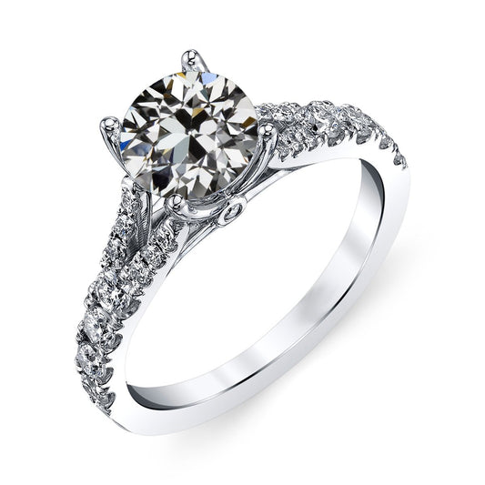 Fede Nuziale Rotonda Vecchio Minatore Genuino Diamante Cathedral Set Gioielli 5 Carati