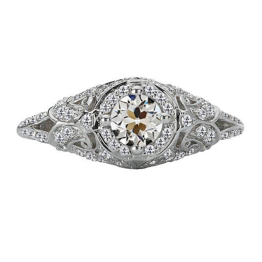 Fede Nuziale Tonda Stile Vintage Vecchia Miniera Con Vero Diamante Taglio Aureola 3,50 Carati
