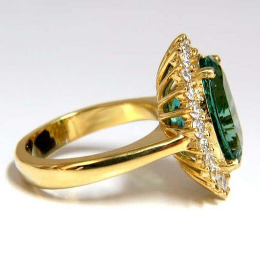 Fede Nuziale Oro Giallo 14K Con Smeraldo Verde Ovale 11 ct