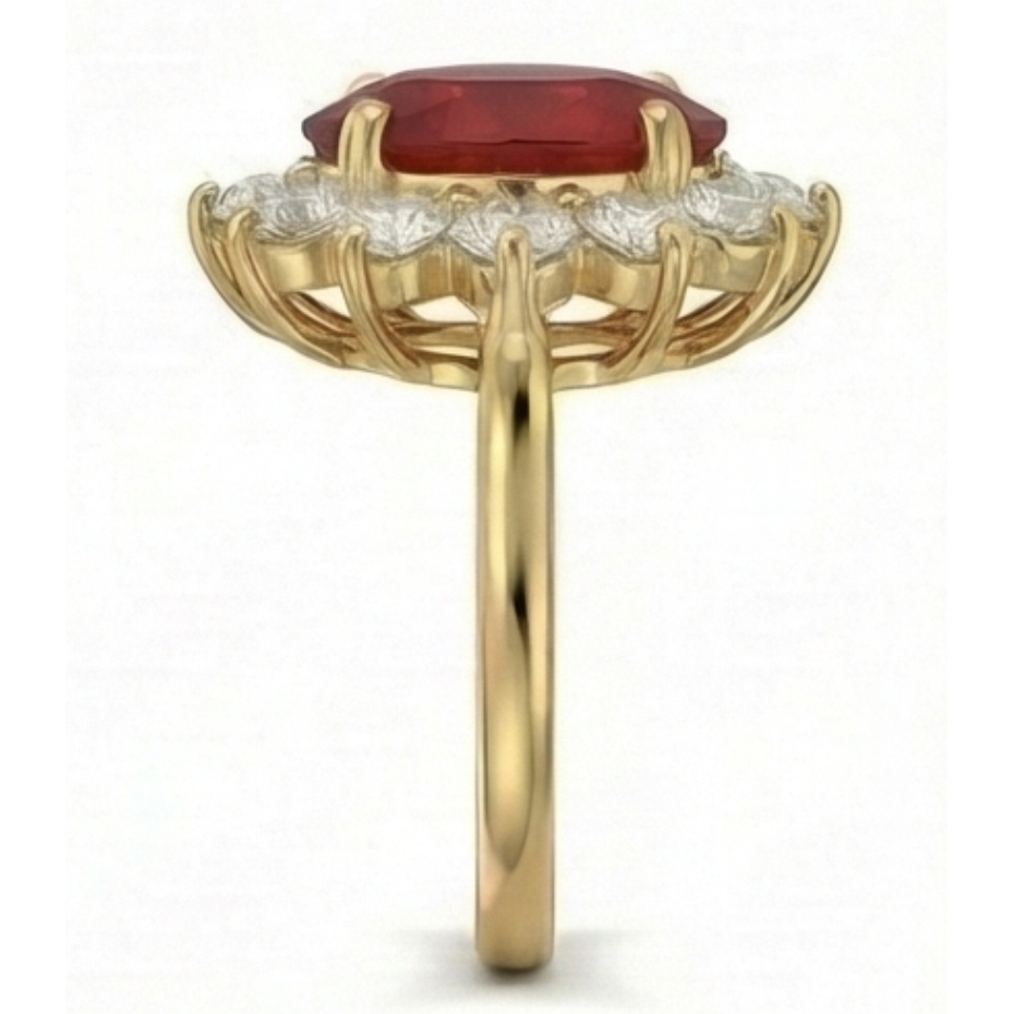 Fede nuziale in oro giallo 14K con diamante rosso rubino 5 ct