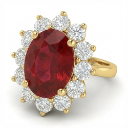 Fede nuziale in oro giallo 14K con diamante rosso rubino 5 ct