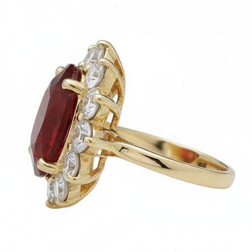Fede nuziale in oro giallo 14K con diamante rosso rubino 5 ct