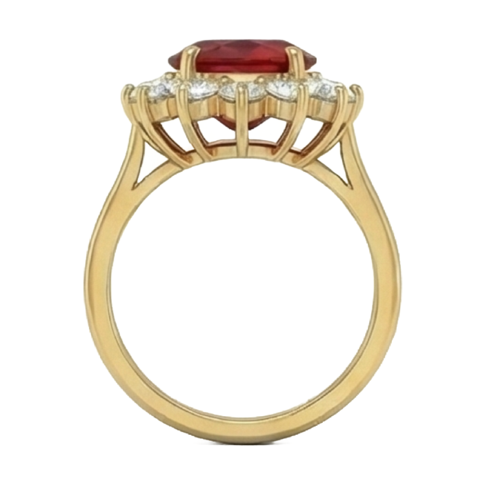 Fede nuziale in oro giallo 14K con diamante rosso rubino 5 ct