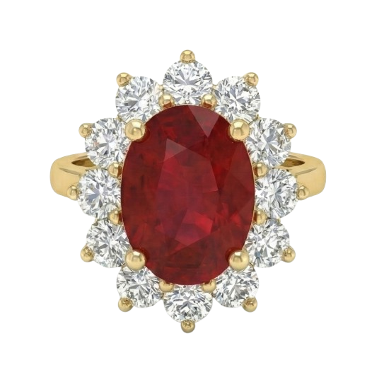 Fede nuziale in oro giallo 14K con diamante rosso rubino 5 ct