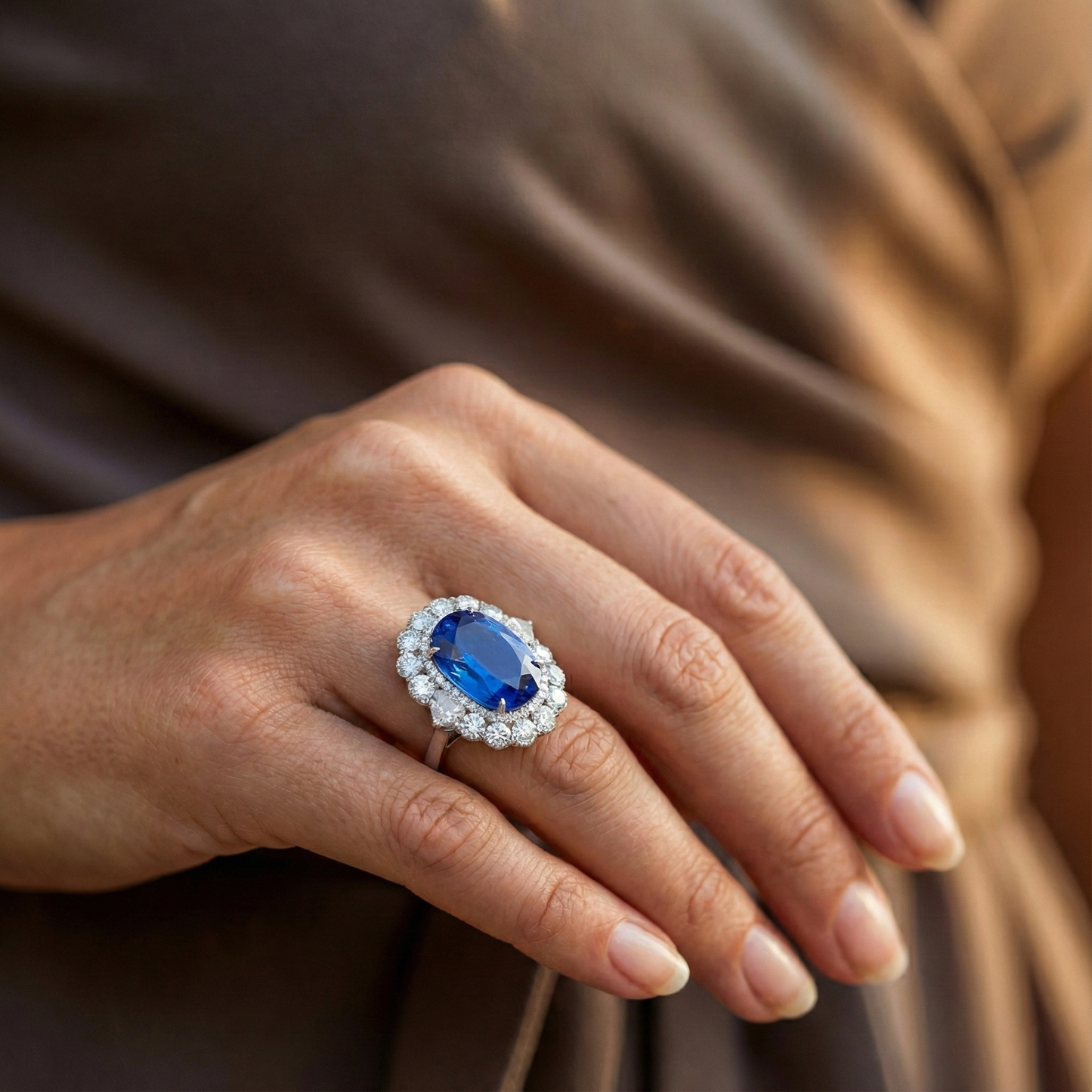 Fede nuziale bianca con diamanti. zaffiro blu di Ceylon da 8.5 ct incastonato a polo
