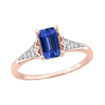 Fede nuziale da donna con diamante zaffiro blu 2 carati in oro rosa 14K