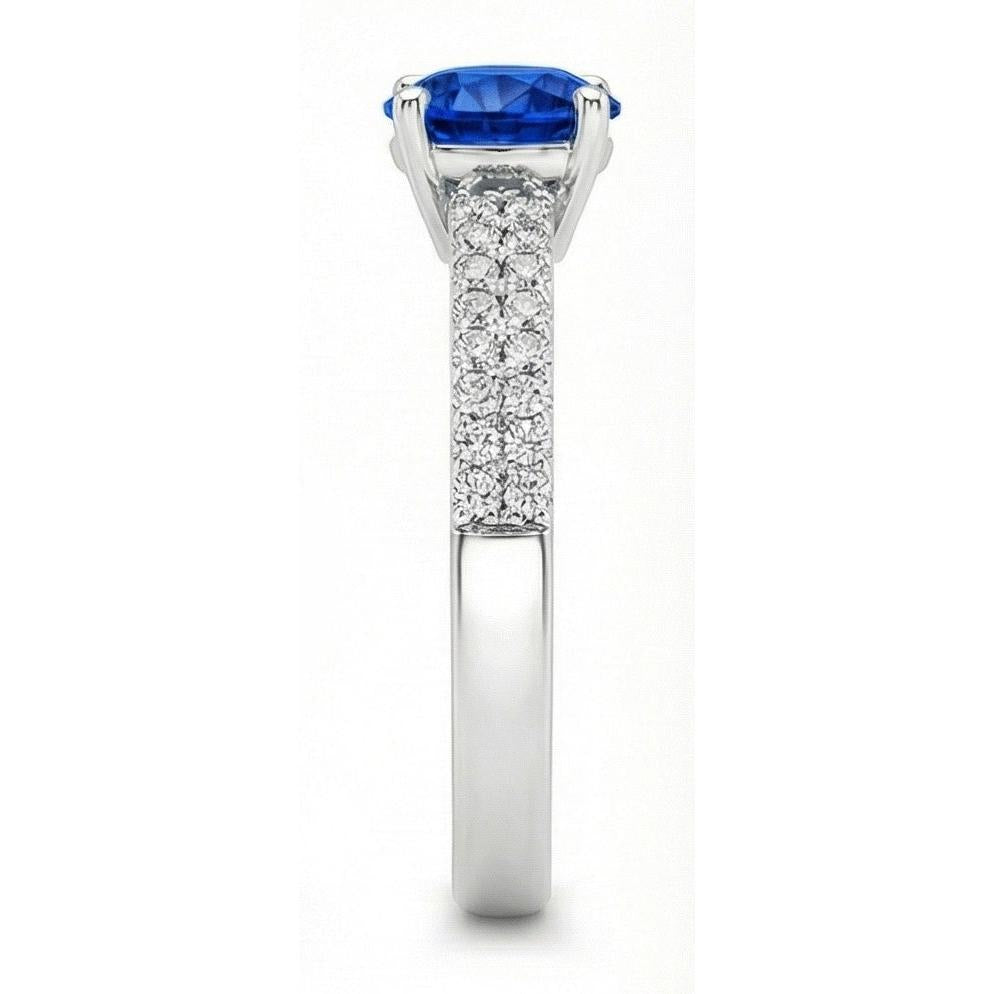 Fede nuziale in oro bianco 14K con zaffiro e diamanti da 1,75 ct