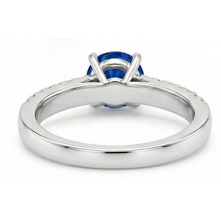 Fede nuziale in oro bianco 14K con zaffiro e diamanti da 1,75 ct