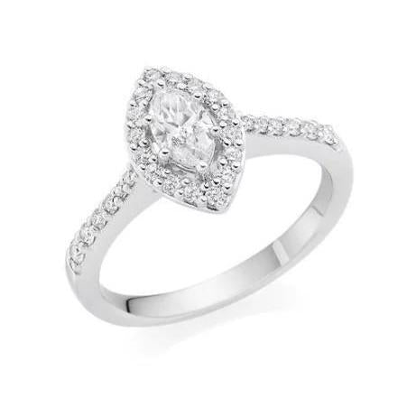 Fedi Nuziali Con Genuino Diamanti Tondi E Tondi 1.70 Carati Halo Gold White