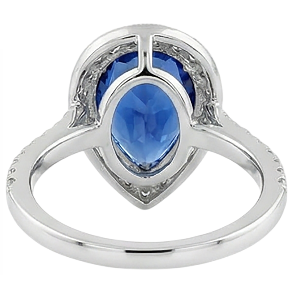 Fedi nuziali con tanzanite a pera e diamanti. gioielli in oro 2.25 carati