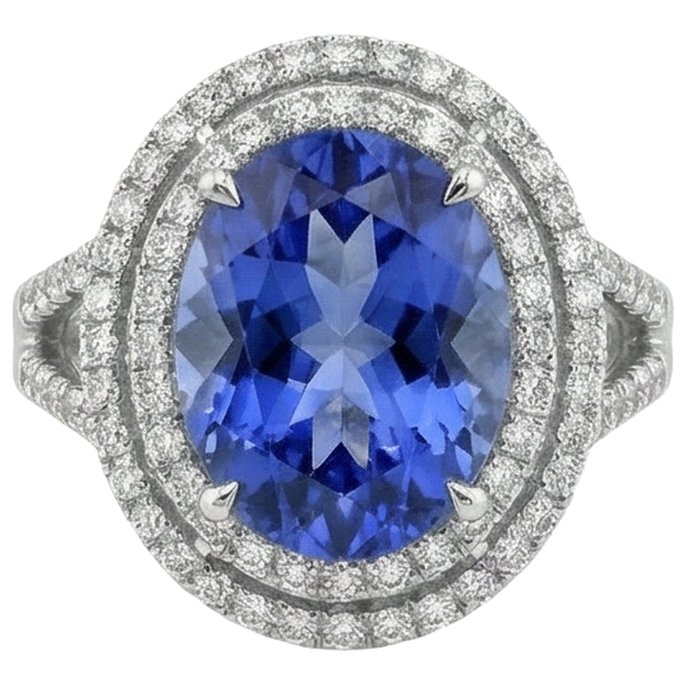 vero round tanzanite 4.20carati anello angolo laterale