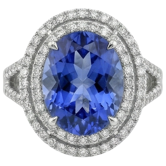 vero round tanzanite 4.20carati anello angolo laterale