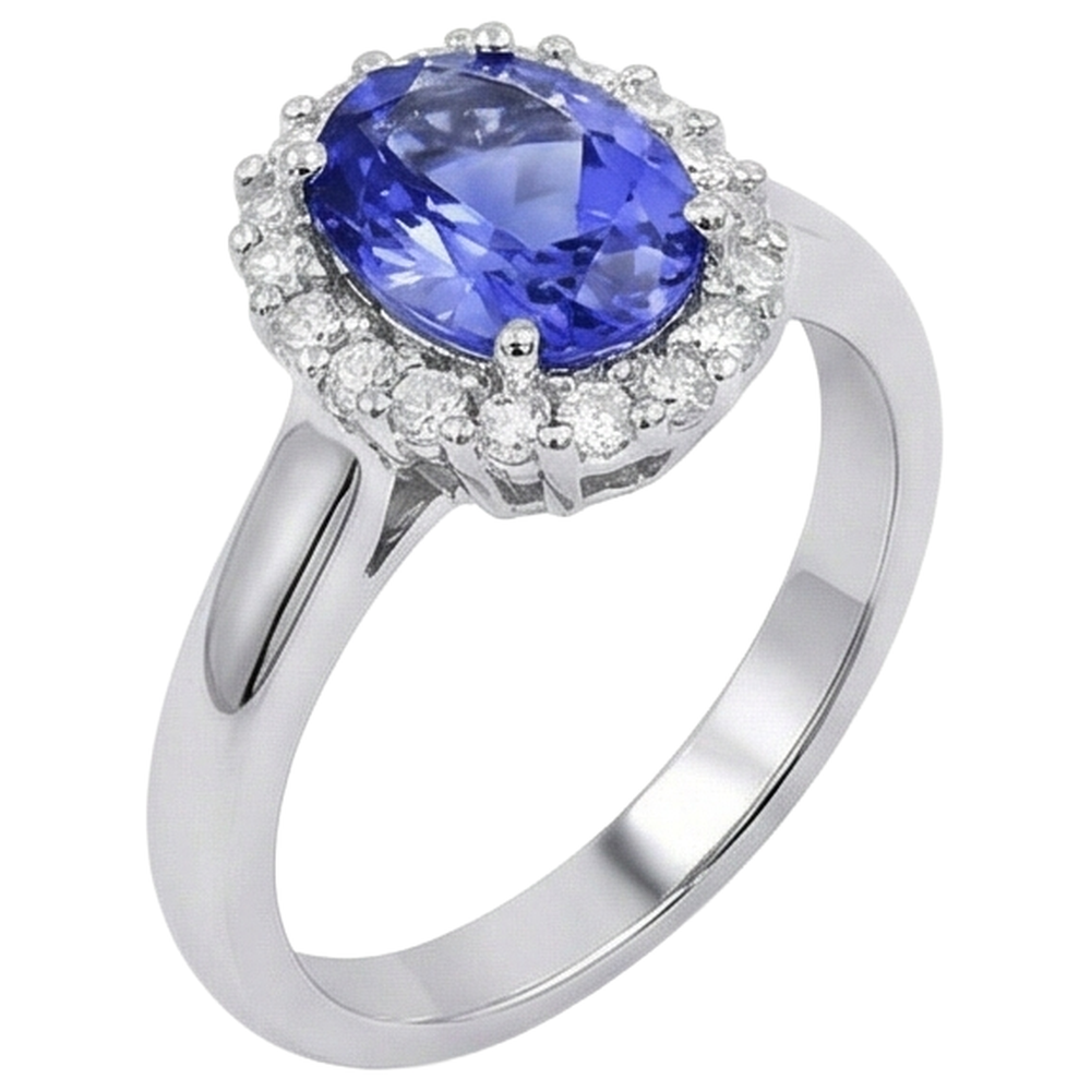 Fedi nuziali in oro 14 carati con tanzanite e diamanti 3.70 carati