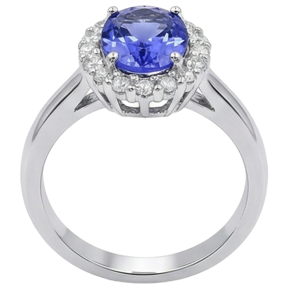 Fedi nuziali in oro 14 carati con tanzanite e diamanti 3.70 carati