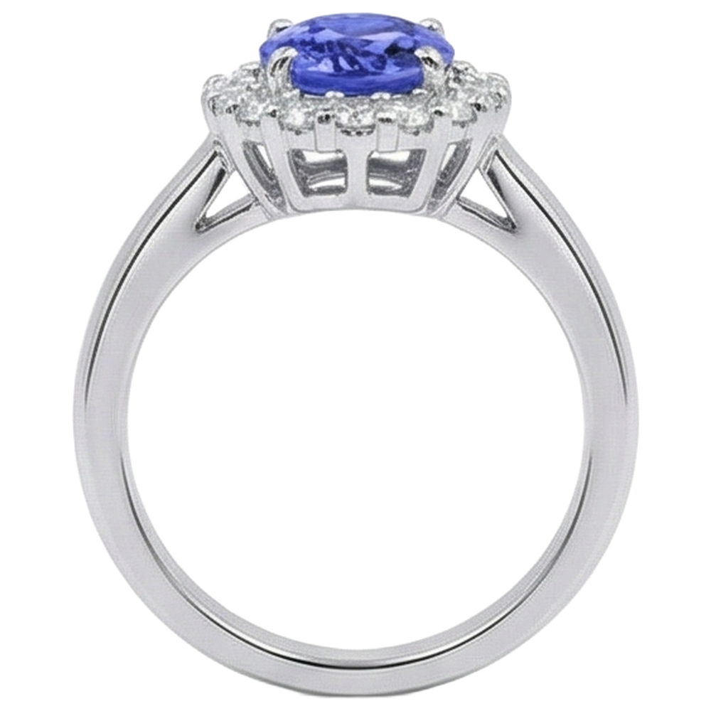 Fedi nuziali in oro 14 carati con tanzanite e diamanti 3.70 carati
