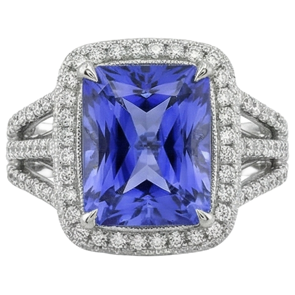 Fedi nuziali in oro bianco con tanzanite e diamanti 4.78 carati