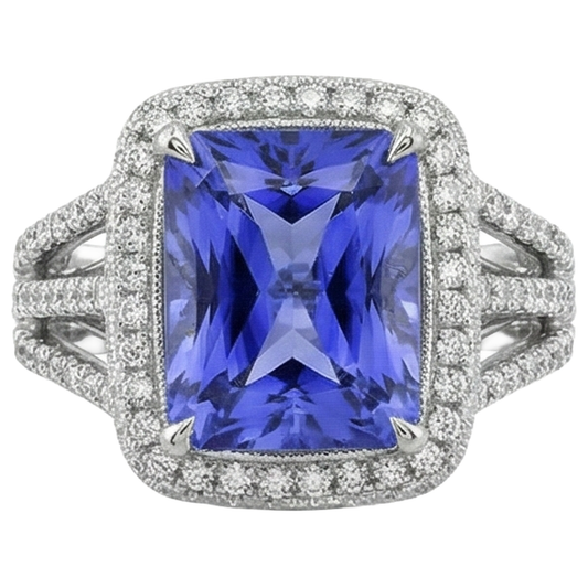 Fedi nuziali in oro bianco con tanzanite e diamanti 4.78 carati