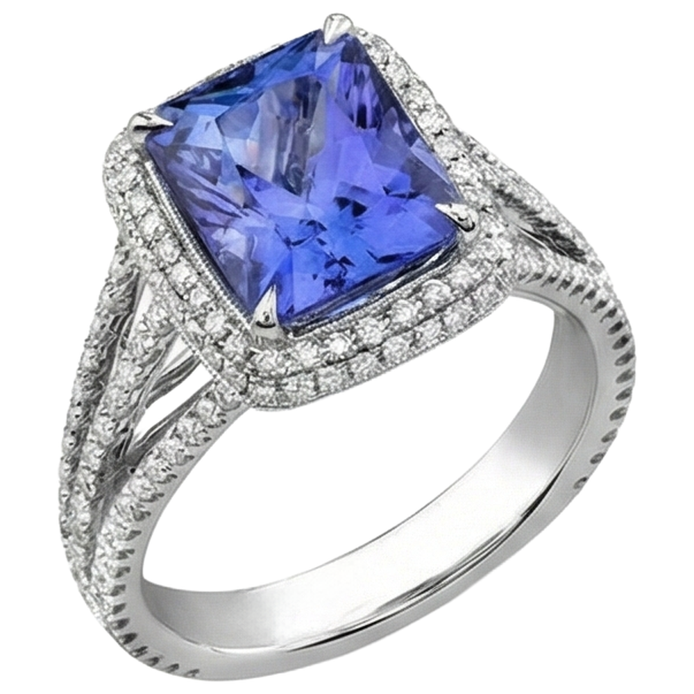 Fedi nuziali in oro bianco con tanzanite e diamanti 4.78 carati