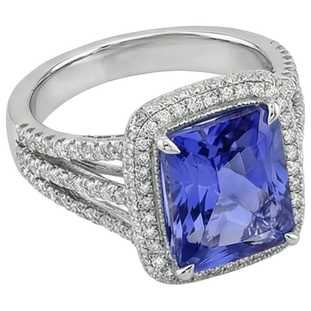Fedi nuziali in oro bianco con tanzanite e diamanti 4.78 carati