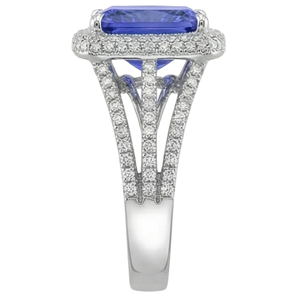 Fedi nuziali in oro bianco con tanzanite e diamanti 4.78 carati