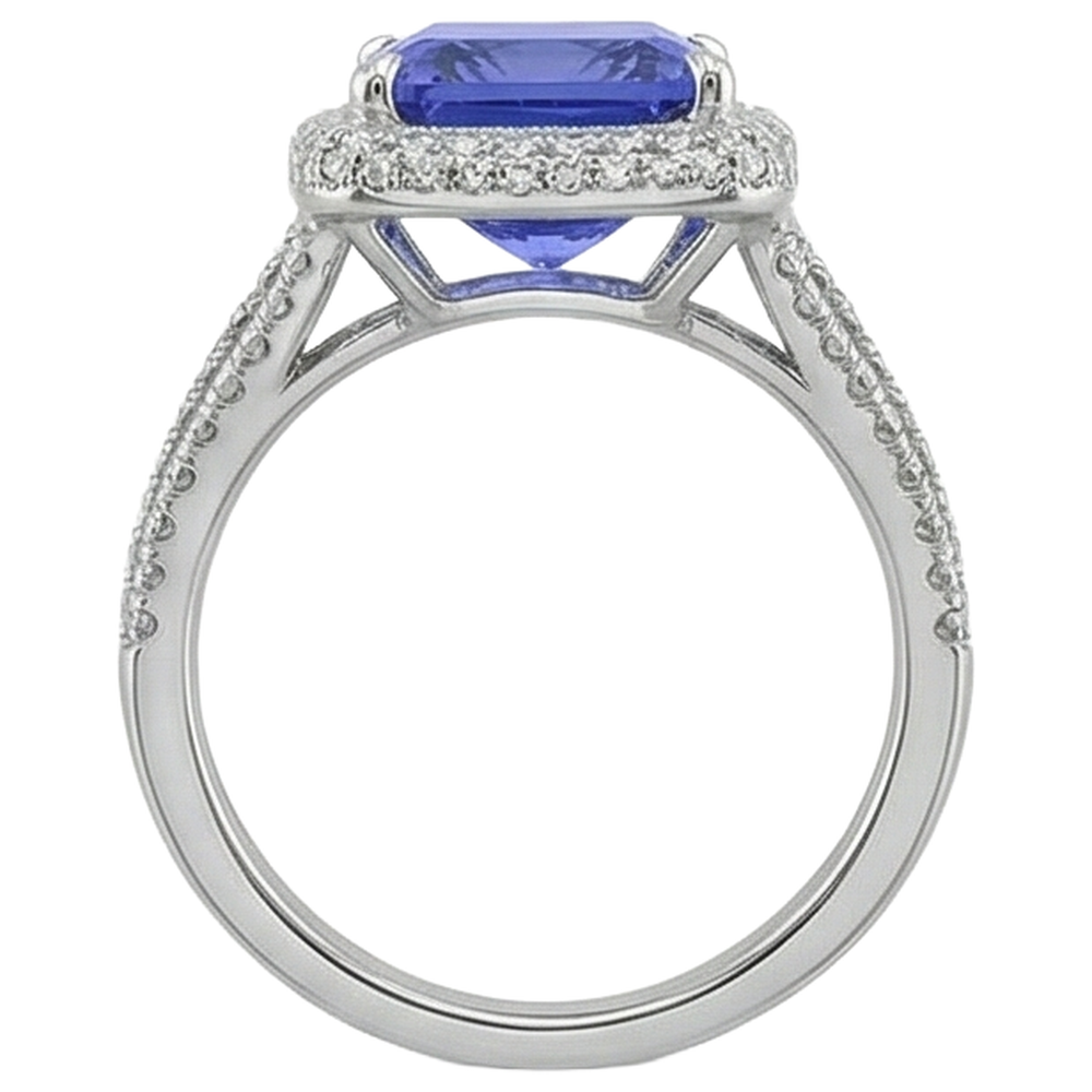 Fedi nuziali in oro bianco con tanzanite e diamanti 4.78 carati