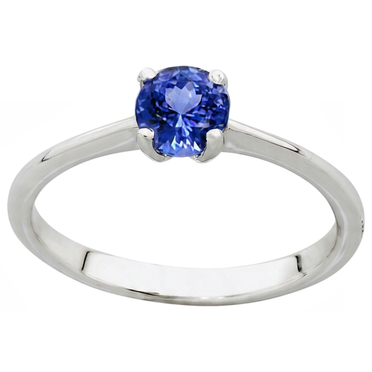 vero round tanzanite 2carati anello angolo laterale