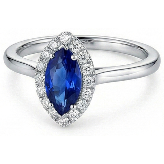 vero marquise diamante 2carati anello vista frontale