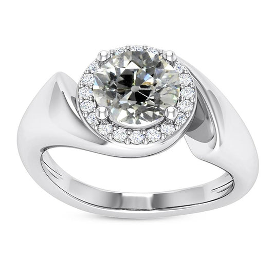 Fedi Nuziali Aureola In Oro 14K Con Naturale Diamanti Taglio Vecchio Miniera Tondi 4,75 Carati