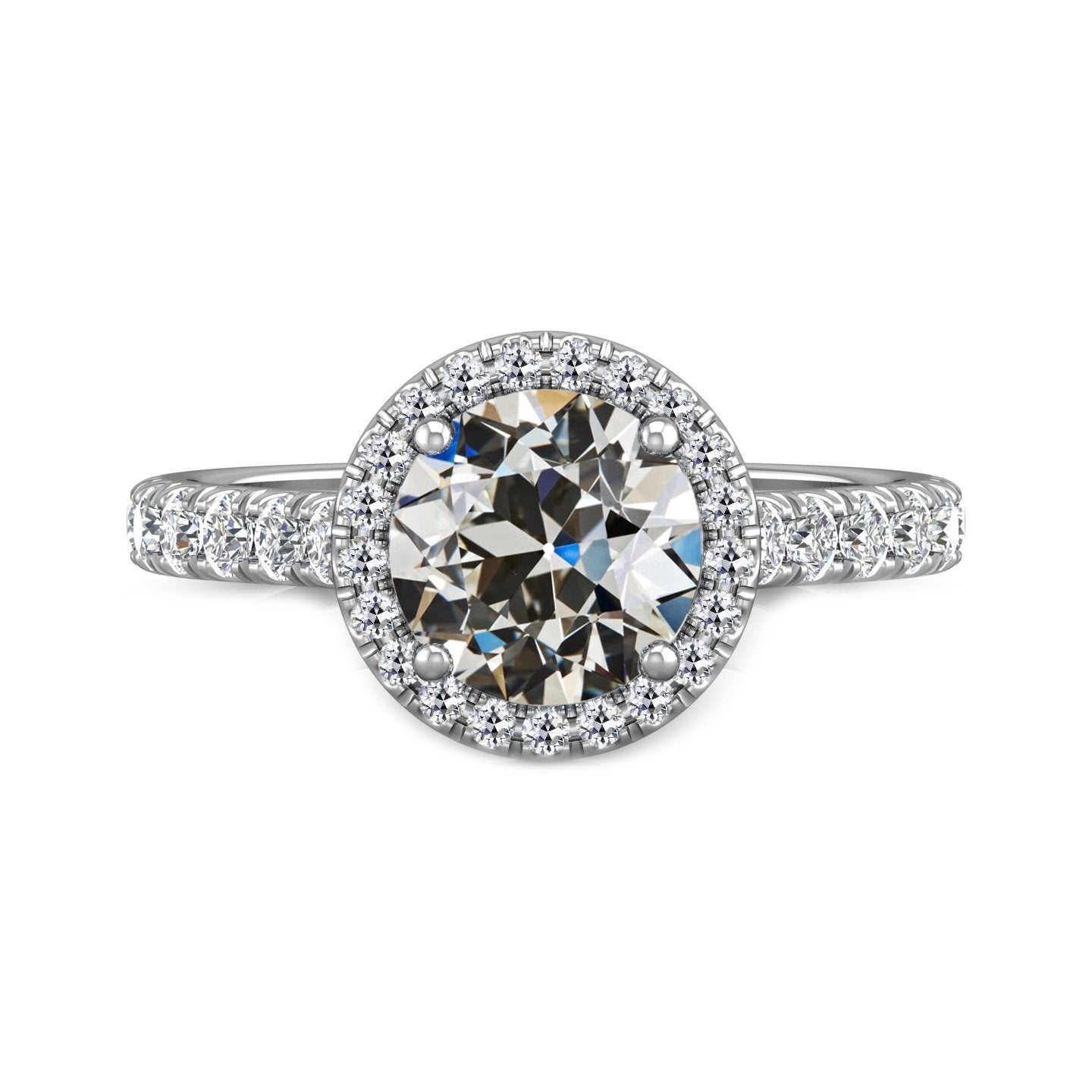 Fedi Nuziali Da Donna Halo Old Mine Cut Genuino Diamante Prong Set 4,50 Carati