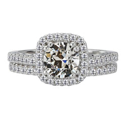 Fedi Nuziali Halo Con Vero Diamanti A Taglio Vecchio Miniera, Oro 14K, 6 Carati