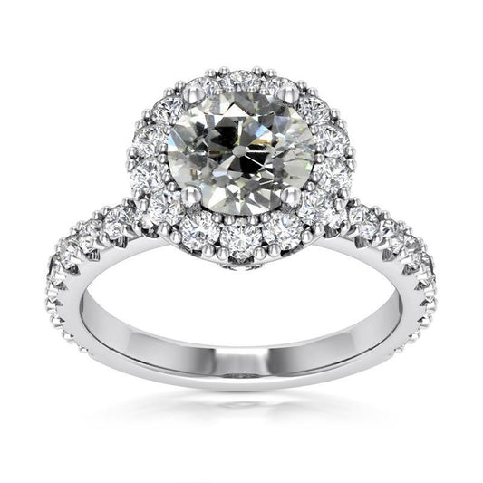 Fedi Nuziali Halo Da Donna Rotondi Con Genuino Diamanti Taglio Vecchio Miniera 6 Carati