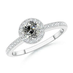 Fedi Nuziali Halo Donna Vecchio Taglio Vero Diamante Tondo 2.50 Carati