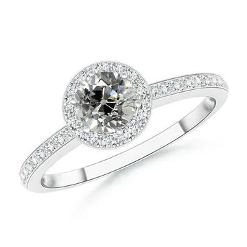 Fedi Nuziali Halo Donna Vecchio Taglio Vero Diamante Tondo 2.50 Carati