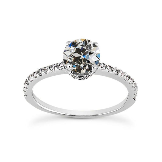 Fedi Nuziali Rotonde Da Donna Con Genuino Diamanti A Taglio Antico, 2,75 Carati, Oro 14K