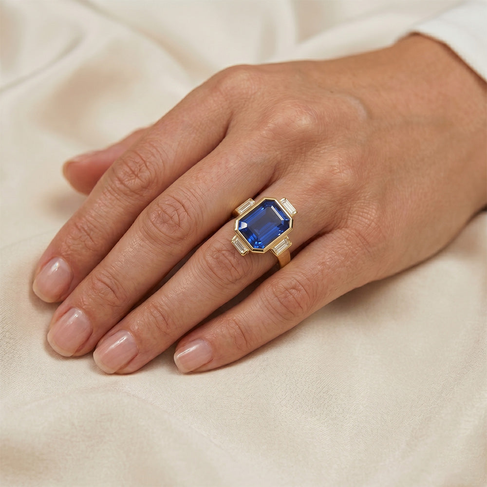 Fine Purezza VVS Zaffiro Blu Reale Anello con Pietra Preziosa